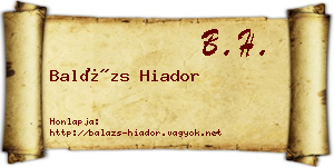 Balázs Hiador névjegykártya